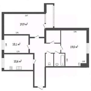 3-к квартира, вторичка, 83м2, 7/9 этаж
