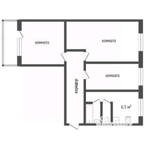 3-к квартира, вторичка, 63м2, 4/12 этаж