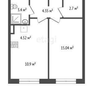 1-к квартира, вторичка, 41м2, 3/17 этаж