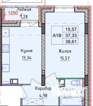 1-к квартира, вторичка, 39м2, 4/9 этаж