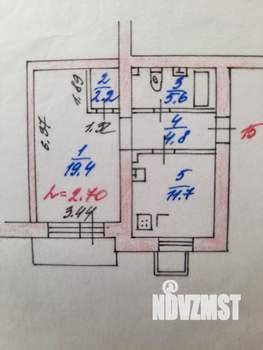 1-к квартира, вторичка, 44м2, 1/4 этаж