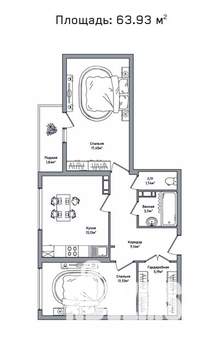2-к квартира, вторичка, 64м2, 4/8 этаж