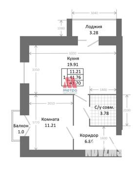 1-к квартира, строящийся дом, 46м2, 3/9 этаж