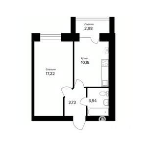 1-к квартира, вторичка, 37м2, 4/5 этаж