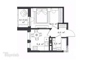 1-к квартира, сданный дом, 33м2, 6/18 этаж