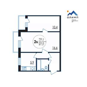 2-к квартира, вторичка, 40м2, 5/5 этаж