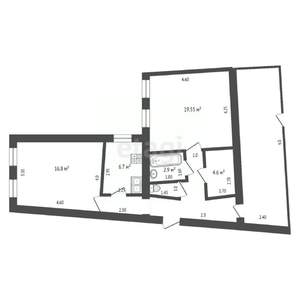 2-к квартира, вторичка, 63м2, 3/3 этаж