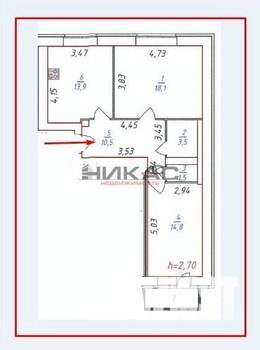 2-к квартира, вторичка, 66м2, 1/4 этаж