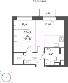 1-к квартира, вторичка, 35м2, 2/11 этаж