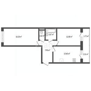 2-к квартира, вторичка, 58м2, 4/17 этаж
