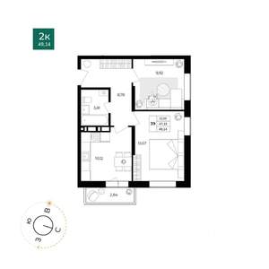 2-к квартира, вторичка, 47м2, 5/17 этаж