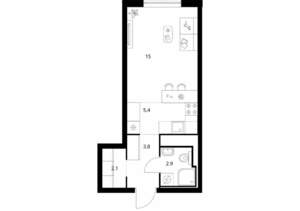 Студия квартира, вторичка, 29м2, 12/17 этаж