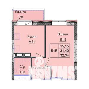 1-к квартира, вторичка, 32м2, 2/18 этаж