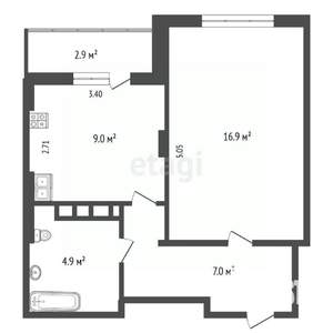 1-к квартира, вторичка, 38м2, 5/10 этаж