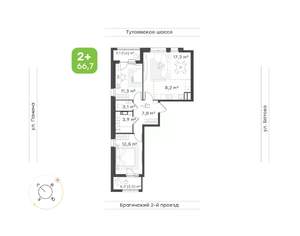 3-к квартира, вторичка, 67м2, 16/18 этаж
