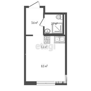 Студия квартира, вторичка, 22м2, 3/8 этаж