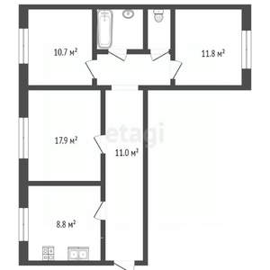 3-к квартира, вторичка, 63м2, 2/9 этаж