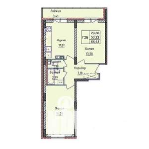2-к квартира, строящийся дом, 59м2, 8/8 этаж