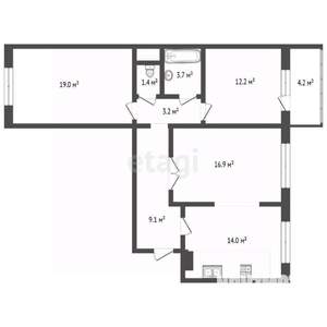 3-к квартира, вторичка, 80м2, 5/14 этаж