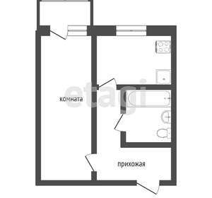 1-к квартира, вторичка, 29м2, 2/5 этаж