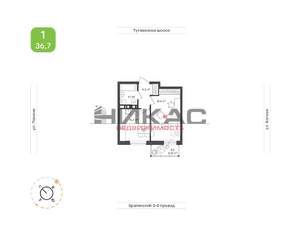 1-к квартира, вторичка, 37м2, 4/18 этаж