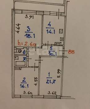 3-к квартира, вторичка, 85м2, 7/10 этаж