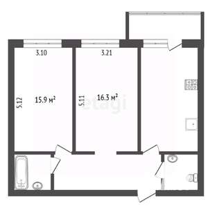 2-к квартира, вторичка, 64м2, 2/3 этаж
