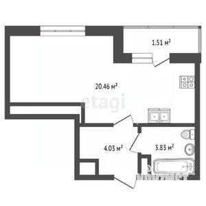 Студия квартира, вторичка, 30м2, 8/17 этаж