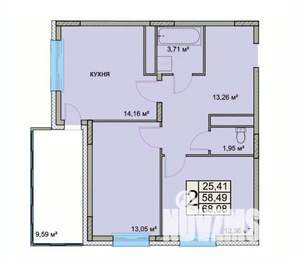 2-к квартира, вторичка, 68м2, 13/18 этаж