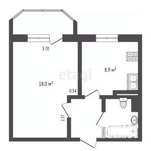 1-к квартира, вторичка, 35м2, 8/10 этаж