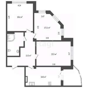 3-к квартира, вторичка, 103м2, 7/16 этаж