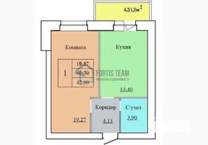 1-к квартира, вторичка, 42м2, 9/12 этаж