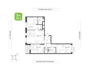 3-к квартира, вторичка, 86м2, 7/18 этаж