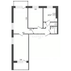 3-к квартира, вторичка, 67м2, 7/9 этаж