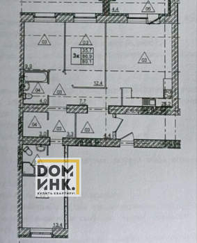 3-к квартира, вторичка, 87м2, 12/12 этаж