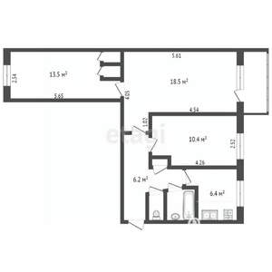 3-к квартира, вторичка, 60м2, 2/5 этаж