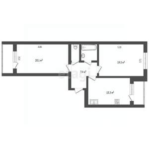 2-к квартира, вторичка, 67м2, 9/9 этаж