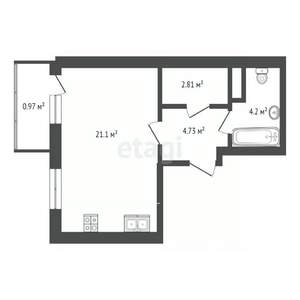 1-к квартира, вторичка, 34м2, 8/16 этаж