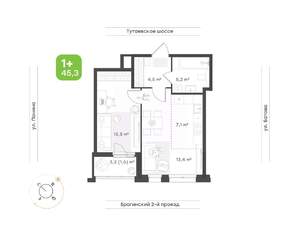 2-к квартира, вторичка, 45м2, 2/18 этаж