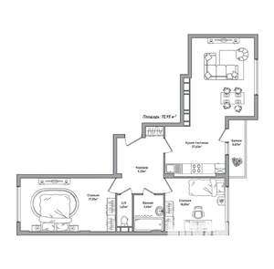 3-к квартира, сданный дом, 71м2, 4/10 этаж