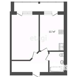 1-к квартира, вторичка, 43м2, 1/8 этаж