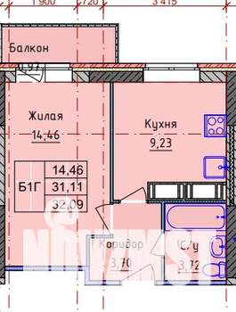 1-к квартира, вторичка, 32м2, 8/18 этаж