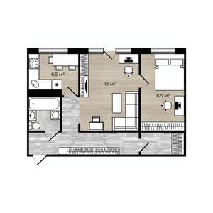 2-к квартира, вторичка, 42м2, 1/5 этаж