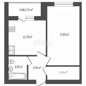 1-к квартира, сданный дом, 43м2, 5/5 этаж
