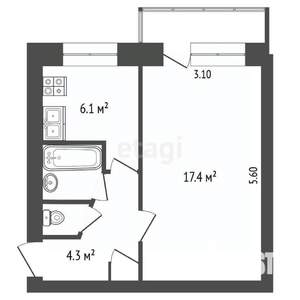 1-к квартира, вторичка, 31м2, 5/5 этаж