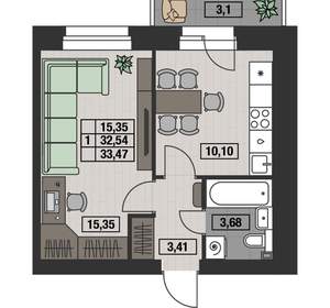 1-к квартира, вторичка, 33м2, 4/8 этаж