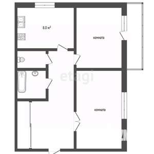 2-к квартира, вторичка, 50м2, 6/12 этаж