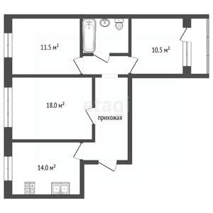 3-к квартира, вторичка, 65м2, 1/10 этаж