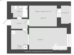 1-к квартира, сданный дом, 43м2, 10/18 этаж