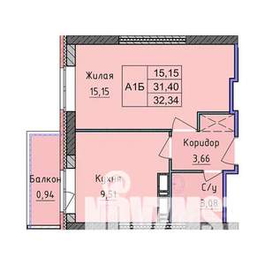 1-к квартира, вторичка, 32м2, 17/18 этаж